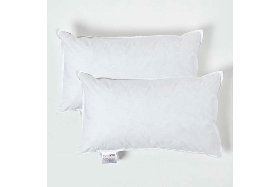 HOMESCAPES 2 Pack Luxury Duck Feather Cushion Inserts 30cm x 50cm (12 x 20”) Perfect Bounce Back and Down-Proof Cover Generously Filled Inner Pads Filler, Hypoallergenic RDS Certified Machine Washable