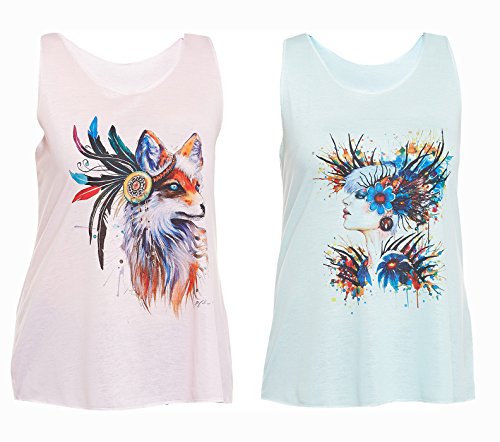 VIMAL Blue & Green Graphic Print Tank Tops for Women(Pack of 2) RS.302 (85.00% Off) - Amazon