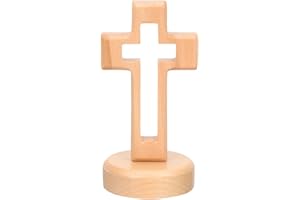 BESPORTBLE Standkreuz Holz Wandkreuz aus Holz mit Ständer, Tischkreuz, handgefertigt, Kreuz für Wand, Wanddekoration Für Zuhause Kirche Und Büro Spirituelles Geschenk Zu Ostern Weihnachten Und Taufe