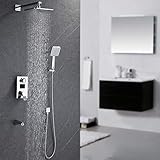 3. Überkopfbrause Größe: 20 X 20cm(15 ° drehbar), Handbrause Größe: 10 X 10cm, Schlauchlänge 150cm