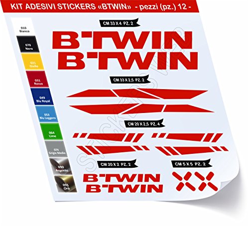 0480 Lot de 12 autocollants pour vélo BTWIN, Rosso cod. 031