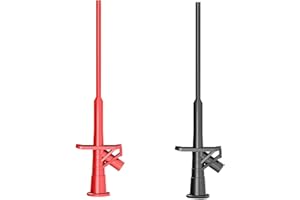 WENXIAW Lot de 2 sondes de test avec pince crocodile isolée - 10 A - Avec crochet de test - Avec prise banane de 4 mm - Pour tests électriques - 1000 V/10 A - Rouge et noir