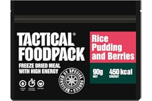 Tactical Foodpack Riz au lait aux framboises – Repas lyophilisés I Prêt à manger I MRE I Survie I Aliment d'extérieur I Nourriture de trekking I Expédition I Bureau