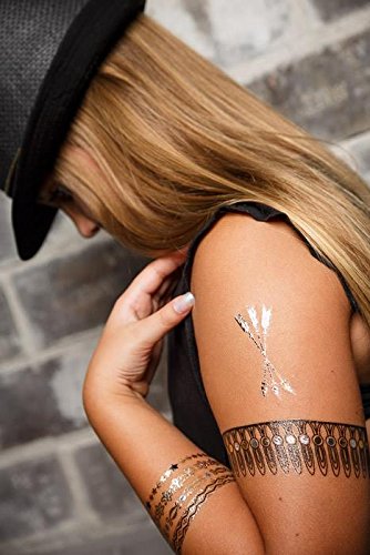 10 Sheets Metallic Tattoo Flash Tattoo – 10 verschiedene Bögen viele Motive Set 2 - 5