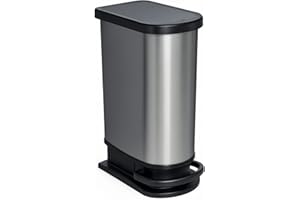 Rotho Paso Mülleimer 50l mit Pedal und Deckel, Kunststoff (PP) BPA-frei, carbonmetallic, 50l (44.0 x 29.0 x 67.0 cm)