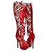 Produktbild Sexy Platform Open Toe Ausgeschnitten Lace Up Stiletto Frauen Sandalen Stiefel Für Damen Nachtclub Cosplay Pumps,Red-EU:39/UK:6.5