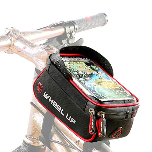 YILVV Bolsa Bicicleta Impermeable para el Manillar,Pantalla Táctil con Línea de Extensión de Audio Cremallera,Bolso Bici para el Teléfono Móvil con el Tamaño por Debajo de 6"
