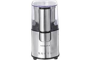 SOKANY Moulin à café électrique en Acier Inoxydable, Moulin à café 200W, capacité 70g, Moulin à épices Amovible pour Grains de café, Herbes, Noix, Grains