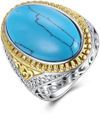 Bohemian Turquoise Oval Wedding Ring Party Jewelry For Men Women Mother