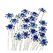 TQWY Lovely Charm 20pcs Wedding Bridal Party Diamante and White Faux Prom Pearl Flower Rhinestone Crystal Hair Pins Clips Grips Pins Hairpins Bridesmaid Clips (J dark blue)