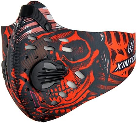 XINTOWN Activated Carbon Mask Respirator N95 PM2.5, Red-black