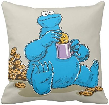 Vintage Cookie Monster Eating Cookies Pillow