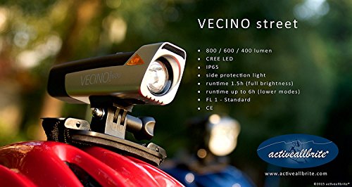 VECINO Street MTB LED Frontlicht, Helmlampe, Fahrradlicht, Fahrradlampe, Scheinwerfer, wiederaufladbar - 4