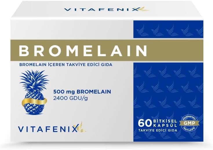 Bromelain 2400 GDU/g 500 mg İçeren 60 Bitkisel Kapsül Takviye