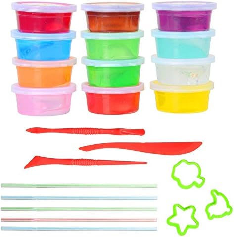 Webeauties Crystal Soft Slime Toy, Non-toxic Colorful Clay DIY Slime Magic Plasticine, 12 Colors (12 PCS)