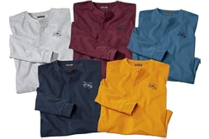 ATLAS FOR MEN - Lote de 5 Camisetas para Hombre - Manga Larga - Disponible en Tallas Grandes