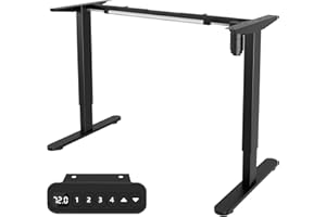 Jopassy Elektryczne biurko z regulacją wysokości, z mocnymi silnikami, stelaż stołu z 4 funkcjami pamięci i ekranem dotykowym i zaawansowaną ochroną przed kolizją, czarne