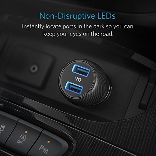 Anker Chargeur Voiture PowerDrive 2 Elite 2 Ports USB 24W Chargeur Allume Cigare avec Technologie PowerIQ pour iPhone XS Max   XR X   8 7   6   Plus   5s  iPad  Samsung Galaxy Note et Autres