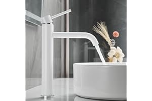 Maynosi bagno alto rubinetto del miscelatore del bacino, rubinetto del bacino alto, rubinetto del lavandino del controsoffitto, rubinetto moderno del monoblocco con i tubi flessibili, Bianco
