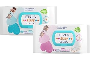 Fria Easy Classic Carta Igienica Umidificata con Aloe Vera ad Effetto Emolliente, Tessuto Gettabile nel WC, Dermatologicamente Testate, Confezione da 50 Salviette