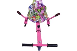 JAMIAH Hoverkart Frame Go Cart for Hoverboard Accessories, Hover Cart Balance Scooter Seat Adjustable Length for 6.5 8 10inch Segway, Graffiti Galaxy Flame Camo (Pink Grafitti)