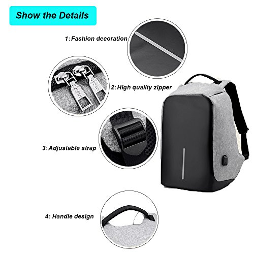 HongyuTing Laptop Rucksack mit USB Port Wasserdichte Business Reise Schulrucksack für MacBook Pro 14 Zoll - 5