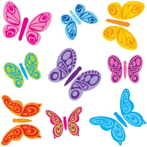Gel Art Glitter Butterflies Window Decorations - Medium sized pack of 3D Printed Gels that stick to windows &amp; mirrors etc