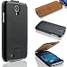 Produktbild Samsung Galaxy S4 Hülle - i9500 / i9505 - ECHTES LEDER HANDGEFERTIGT - bester Schutz Ihres Handys im Flip Cover Design - Etui Case Schale für Ihr Smartphone - Tasche in Schwarz