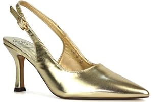 ESSEX GLAM Women's Court Shoes Slingback Ladies Spointed Toe Evening Party Classic Stiletto High Heel Closed Toe Pumps Size 3-8