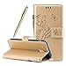 Produktbild Samsung Galaxy J5 2017 (EU-Model) Hülle, Fraelc Galaxy J5 (2017) Schutzhülle Flip Case mit Kartenfach und Standfunktion Schmetterling Muster Ledertasche für Samsung Galaxy J5 DUOS SM-J530F (5,2 Zoll), Gold