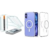 Spigen iPhone 16 Plus/iPhone 15 Plus Cam Ekran Koruyucu Kolay Kurulum Glas.tR EZ Fit Slim HD (2 Adet) AGL06883 &amp; iPhone 16 Pl