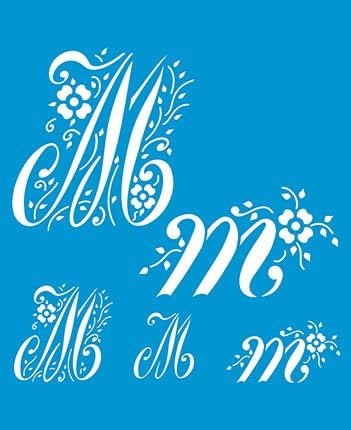 21cm x 17cm Reusable Flexible Plastic Stencil for Graphical Design Airbrush Decorating Wall Furniture Fabric Decorations Drawing Drafting Template - Decorative Ornamental Alphabet Letter M