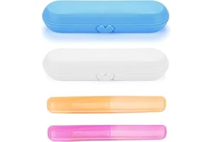 ATBUSS - Juego de 4 organizadores de cepillo de dientes de viaje - Estuche de almacenamiento para cepillo de dientes eléctrico - Reutilizable - para viaje (2 estilos), 1 azul, 1 x blanco, 21 x 7 x 4,5