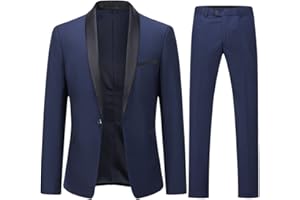 YOUTHUP Abito da Uomo Fit 2 Pezzi Abito Bavero 1 Bottone Matrimonio Cena Tuxedo Blazer Pantaloni
