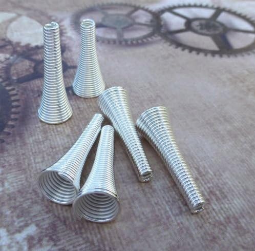 Pack of 20 Spring Tube Bead Caps Silver Tone