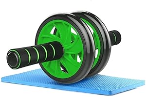 CRIS NAILS SL CRIS NAILS Rueda Abdominal, Abdomen de Dos Ruedas con Tres Ruedas, Equipo de Gimnasia Verde para Hombres y Mujeres, Rodillo Silencioso