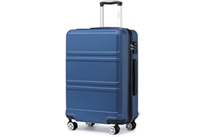 Kono Lightweight 4 Wheel ABS Hard Shell Medium Suitcase Sturdy 24" Trolley Travel Hand Carry-On Luggage with TSA Lock,(Navy, Medium 24")