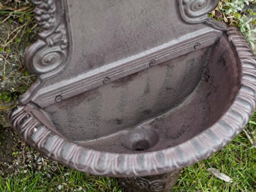 WASCHBECKEN WANDBRUNNEN GARTEN EISEN NOSTALGIE ANTIK STIL LÖWE BRUNNEN BRAUN - 5