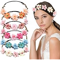 Bijou Tête Fleuri Bandeau Fleuri Mariée Zeayebsr - Couronne Florale Avec Ruban, Accessoire Cheveux Blanc Pour Mariage Bandeau Cheveux