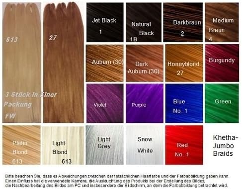 Jumbo Braids 3 Piece in a package Rasta Braids Artificial Hair 20 " (51cm) Reaching Length 101CM - 150g - Burgundy, 20" 51cm)