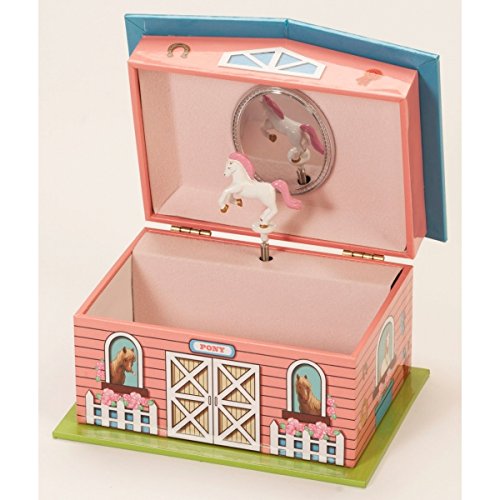 Personalised Wooden Girls HORSE STABLE Musical Jewellery Box Gift For Christmas/Flower Girl/Birthday (1343)