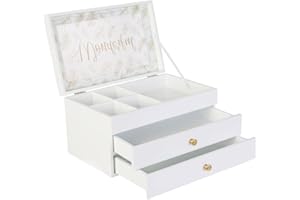 HOME DECO FACTORY Scatola di Legno, Vetro, Bianca, Dimensions : 24 x 15 x 13 cm