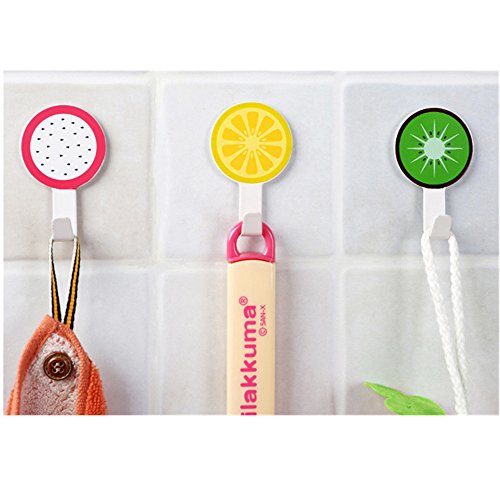 OFT 2pcs. Cartoon Fruit Saugnapf haken Metall kleberhaken Badezimmer Küche Strong Wand Kleiderhaken Handtuch Haken Einzel Haken (Wassermelone) - 3