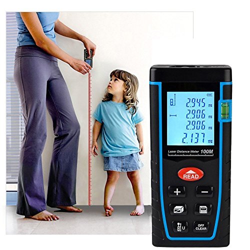 Laser Entfernungsmesser, ieGeek Professional LMTL04 100M Distanzmessgerät Range Finder Entfernung messen Fläche Volumen Messbreich 0,05~100m/±2mm mit LCD Hintergrundbeleuchtung Pythagoreischem Modus, IP54 Staub- und Spritzwasser-Schutz.Volumen / Fläche / Pythagoras / Kontinuierliche Messungen - 2