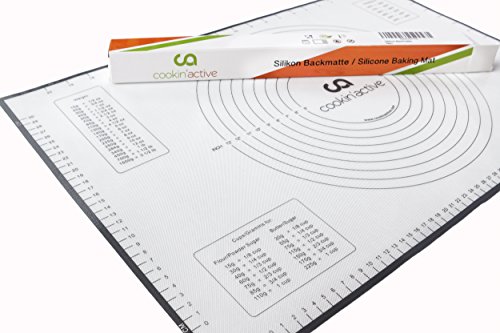 XL Silikon Backmatte von Cookin´Active, BPA frei, Platinum Silikon, Lebensmittelecht, Antihaft, Backofenfest, 100% Rutschfeste Backunterlage, Silikonmatte, Teigmatte, Backfolie, Arbeitsmatte, Ausrollmatte, im XXL Format 60×40 cm - 2