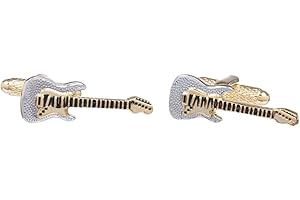 ONYX - ART Gold Coloured Electric Rock Guitar Design Cufflinks In Onyx Art Box