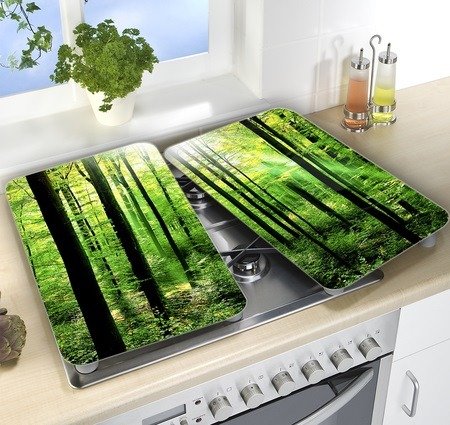 WENKO Herdabdeckplatten aus Glas FOREST 2-er Set - 2