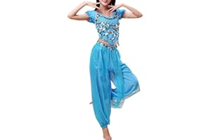 Inlefen Frauen Bauchtanz Indischer Tanz Aufführung Chiffon-Röcke Glänzend Bauchtanz Anzüge Halloween Karneval Tanzen Performance-Kleidung