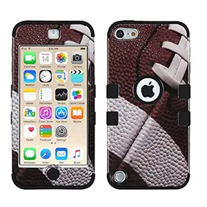 MYTURTLE Shockproof Hybrid Case Hard Silicone Shell High Impact Cover with Stylus Pen and Screen Protector for iPod Touch 5th 6th Generation, Ball Sports Football
