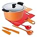 Produktbild KUHN RIKON 30895 Thermokochgeschirr HOTPAN Kochtopf Set mit Deckel, orange/rot, 3 Liter, 22 cm, dampfgaren, warmhalten, induktionsgeeignet, spülmaschinengeeignet, Edelstahl